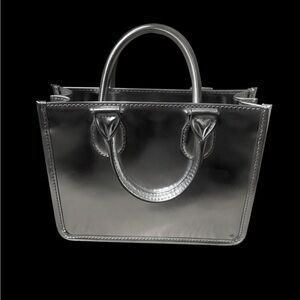 J. Crew Metallic Silver Structured Satchel
